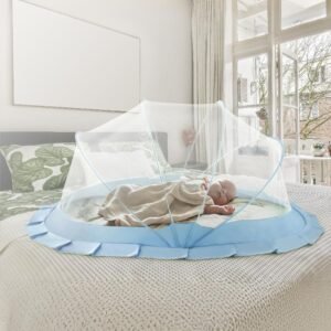 Mosquito Net Baby Mosquito Net | Bottomless Net for Infants, for Safe & Easy Use | Ensures Your Baby's Safe Sleep |135cmX65cmX65cm (0 to 24 Months) - Blue