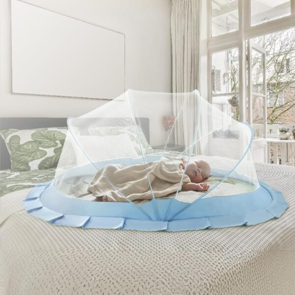 Mosquito Net Baby Mosquito Net | Bottomless Net for Infants, for Safe & Easy Use | Ensures Your Baby's Safe Sleep |135cmX65cmX65cm (0 to 24 Months) - Blue