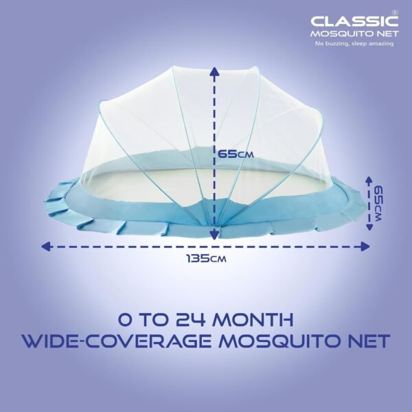 Mosquito Net Baby Mosquito Net | Bottomless Net for Infants, for Safe & Easy Use | Ensures Your Baby's Safe Sleep |135cmX65cmX65cm (0 to 24 Months) - Blue - Image 3