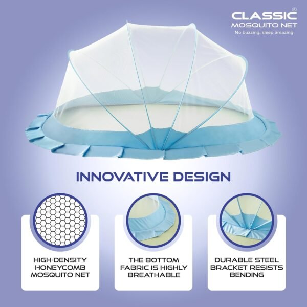 Mosquito Net Baby Mosquito Net | Bottomless Net for Infants, for Safe & Easy Use | Ensures Your Baby's Safe Sleep |135cmX65cmX65cm (0 to 24 Months) - Blue - Image 4