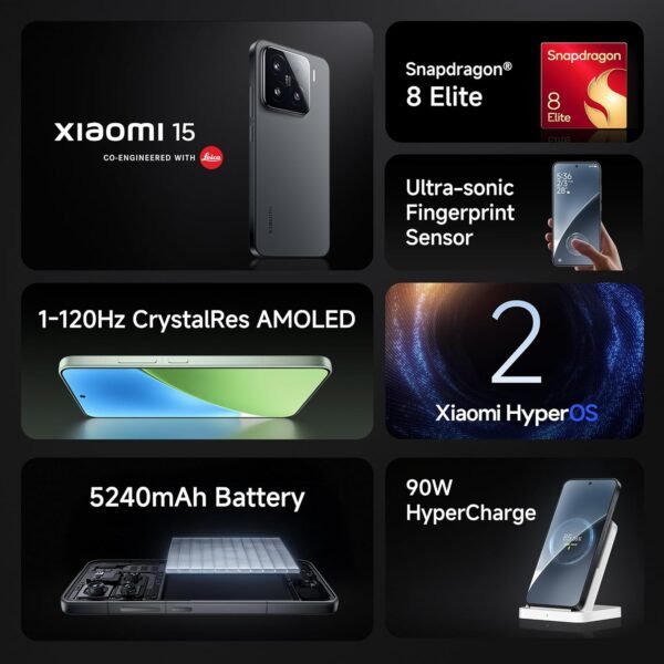 Xiaomi 15 (Black, 12GB/512GB)| 50 MP Leica Triple Camera | SD 8 Elite | 1.5K CrystalRes Dynamic 1-120 Hz AMOLED | Hyper AI - Image 4